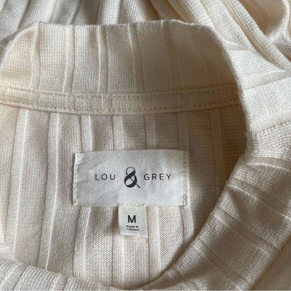 LOU & Grey Women’s Ivory Ribbed Mock Neck Long Sleeve Knit Top Size M - Picture 4 of 5